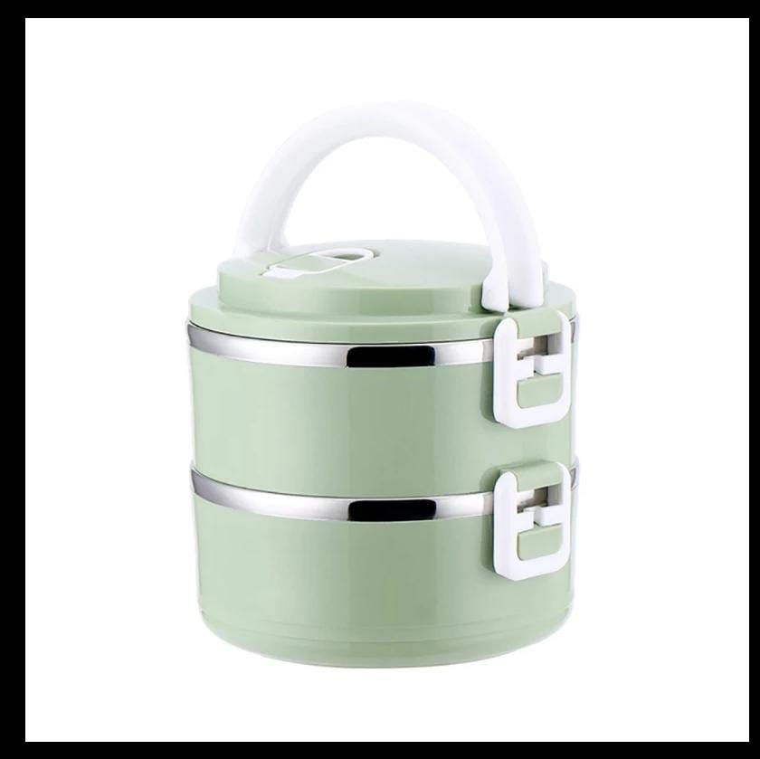 2 Layer Stainless Thermal Lunch Box- Green