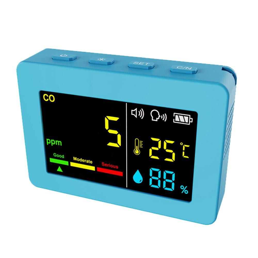 Portable Air Quality Meter 3in1 CO Temperature and Humidity Tester Color Screen Carbon Monoxide Detector with Voice Alarm and Electric Quantity Display Function