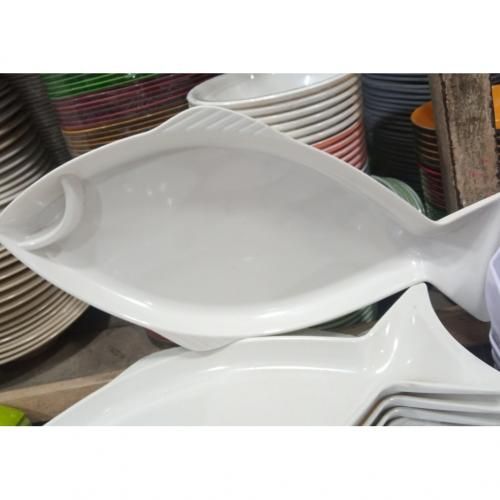 2 Pieces Unbreakable Fish Shaped Ceramic Plates For BBQ