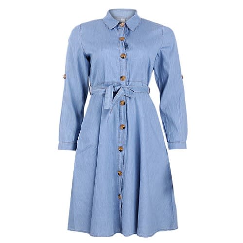 Denim Shirt Dress- Blue
