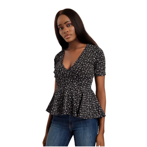 Female Peplum Top In Ditsy Bundle( 20pcs)