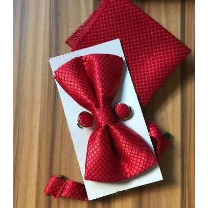 Men's Patterned Luxury Red Silk Bow Tie