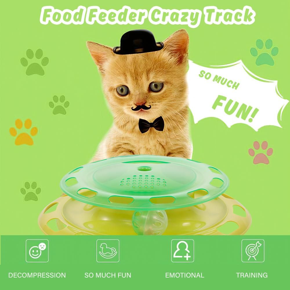 Cat Track Toy with Food Feeder Crazy Track Bell Ball Toy Kitten Claw Care Scratching Toy