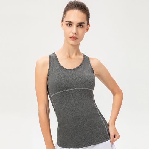 Womens Fitness Tank Top Running Vest Casual Gym Sleeveless Sportswear（Gray）