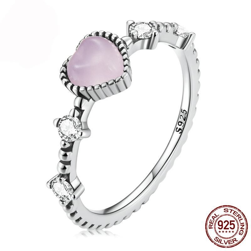 925 Silver Fashion Love Heart Zircon Ring Jewelry Accessories