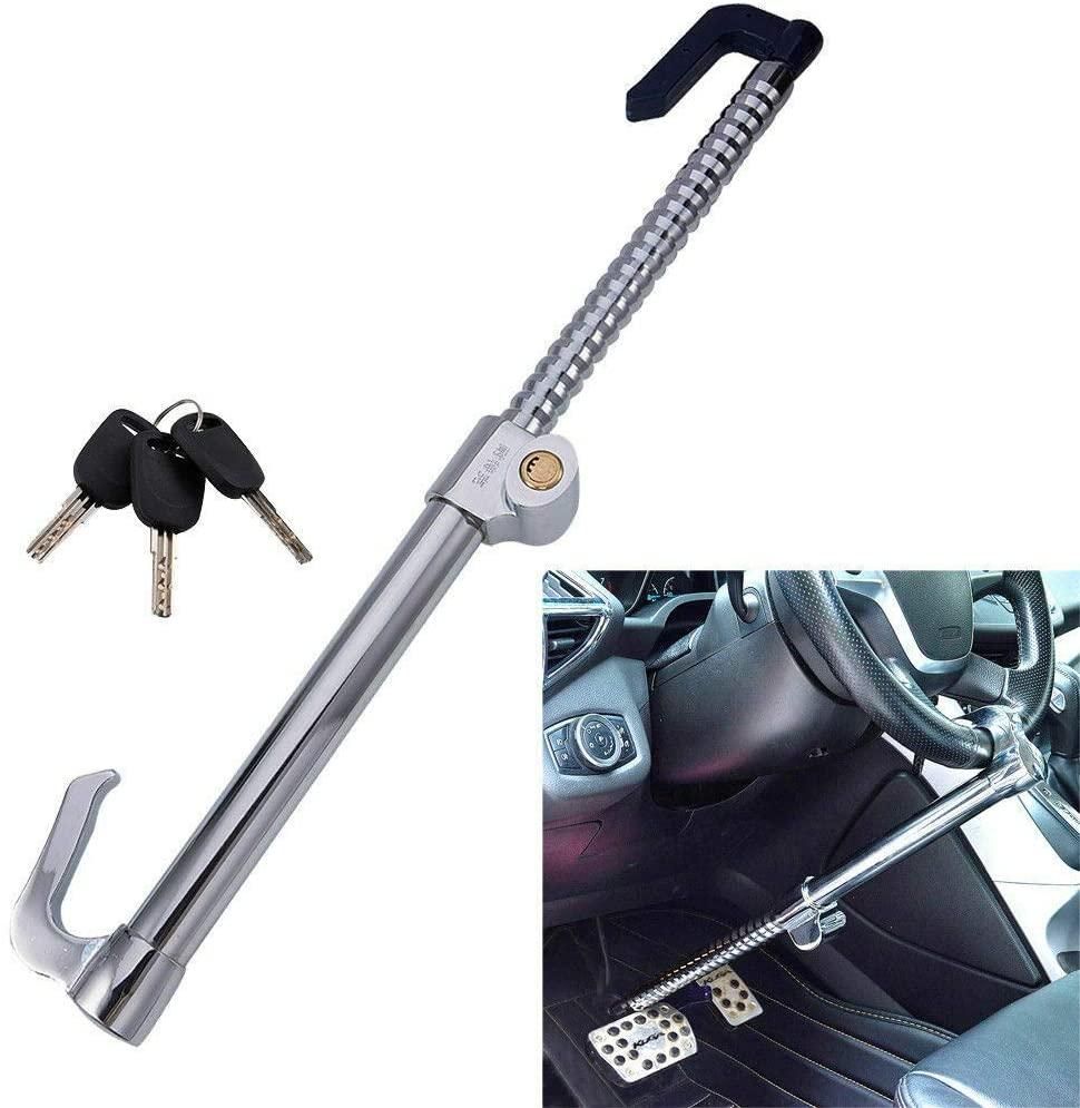 Car Steering Wheel Lock Security Anti-theft Pedal Lock Retractable Double Hook Automobile Clutch