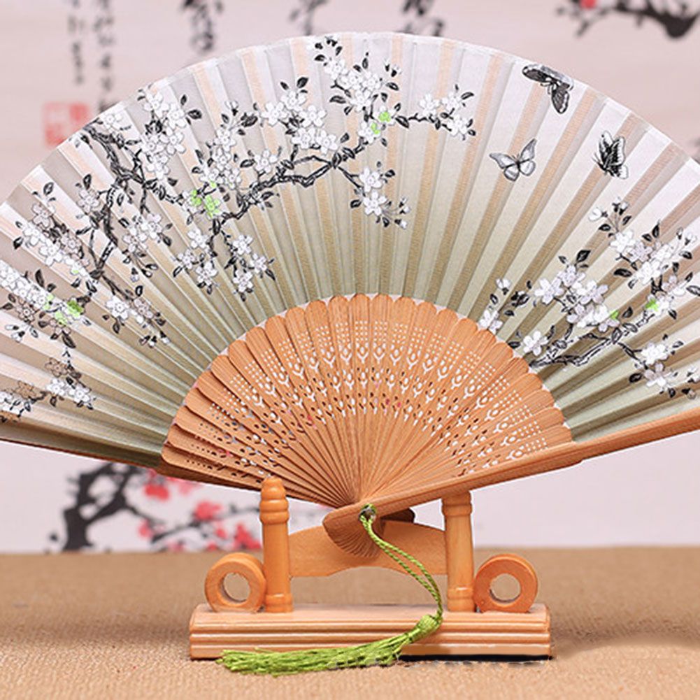 Fans For Fans Women LXY9 Folding Handheld Butterfly Home Craft Tassel Folding Bamboo Girls Art Decoration Gift Flowers Pattern