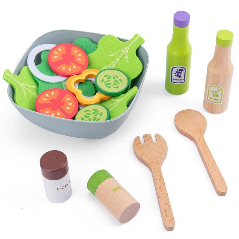 Children's wooden simulation toaster kitchen toy boys and girls play house cooking cooking kitchen set GSL - Green Salad Set
