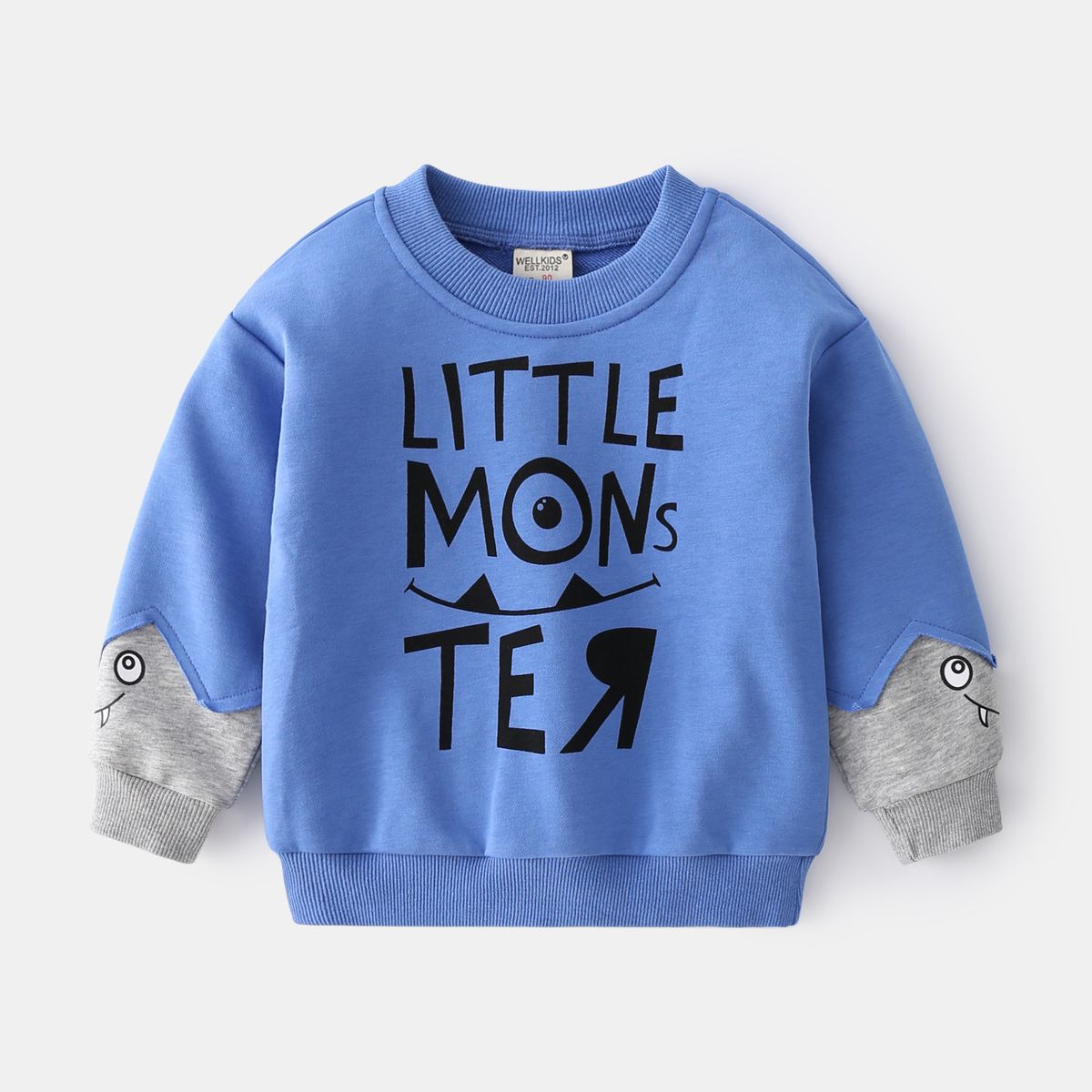 Cotton Kids Long Sleeve Boys Pullover Sweatshirts-Blue