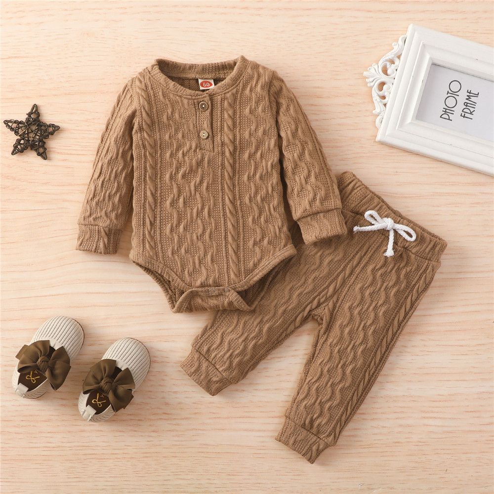 0-24 Months Newborn Baby Knitted Warm Romper Tops Pants