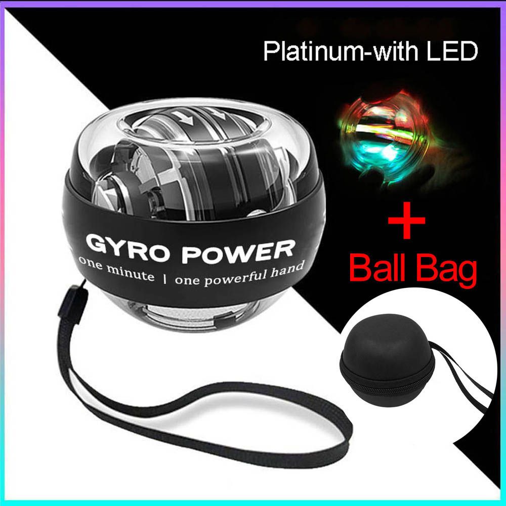 Autostart Powerball Wrist Power Gyro Ball Hand Forearm Strengthering LED Gyroscope-Platinum-LED-Bag