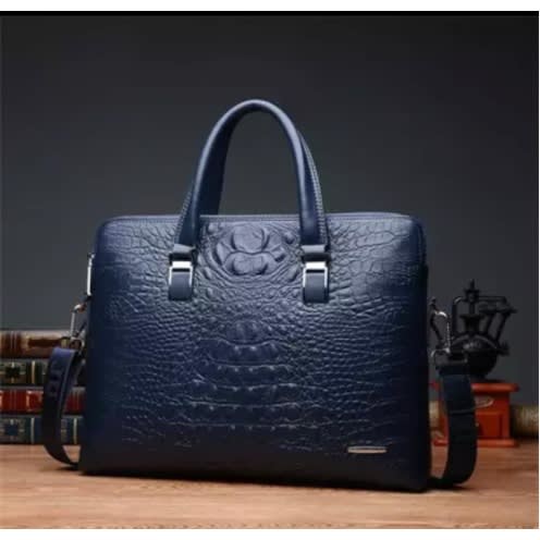 Genuine Leather Handbag With Wallet - Blue