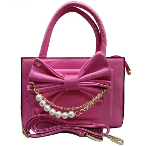 Woman Handbag With Bead Details - Pink
