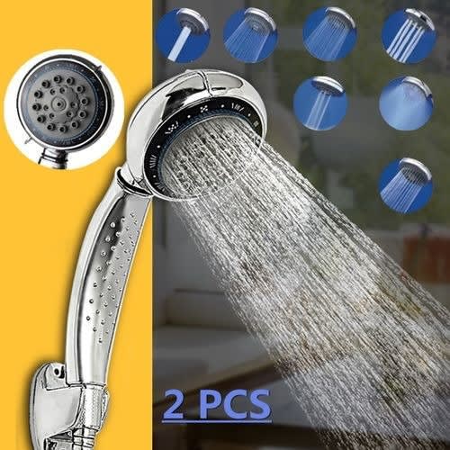 7 Mode Function Large Chrome Shower Head Anti-limescale - 2pcs