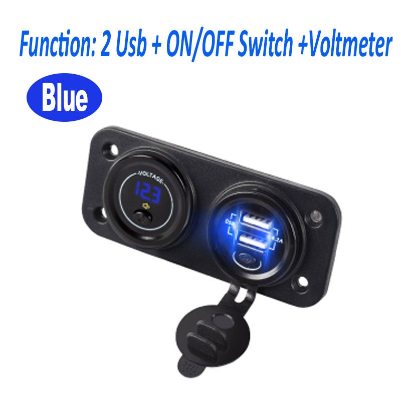 （Usb And Voltmeter -B）Waterproof 12-24V Dual USB Charger Cigarette  Voltmeter Car USB Socket With On/Off For Marine Car Boat Trailer Motorhome