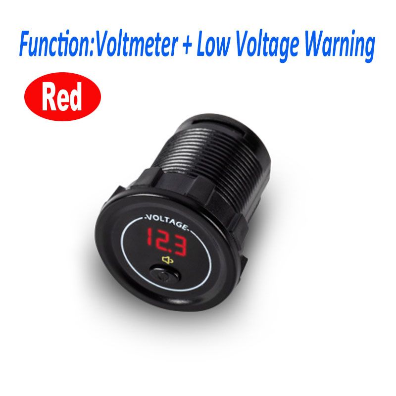 （Voltmeter-R）Waterproof 12-24V Dual USB Charger Cigarette  Voltmeter Car USB Socket With On/Off For Marine Car Boat Trailer Motorhome