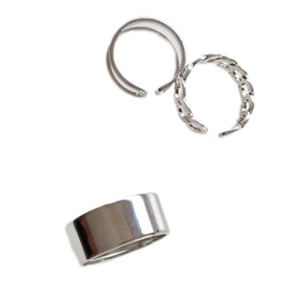 Hip Hop Punk Cool Gi  Ring Alloy Beautiful Adjustable Opening Female Ring-silver