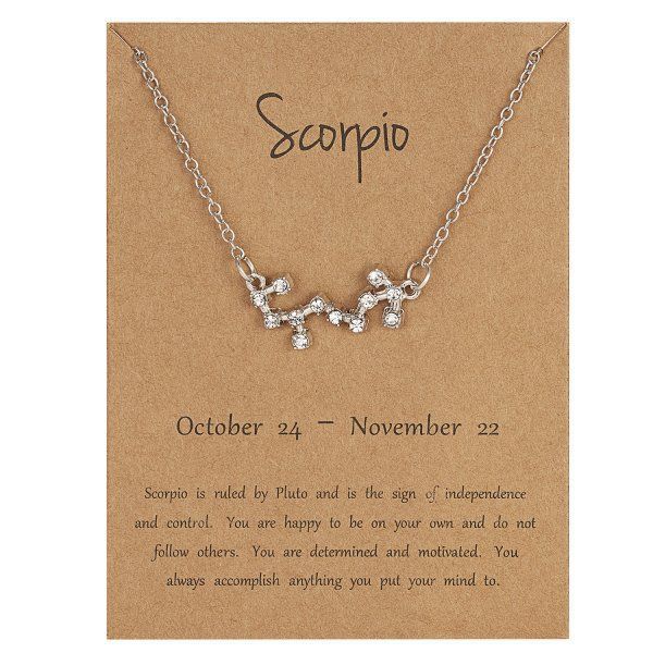 Twelve Constellations, Starry Sky, Diamond Necklace, Silver Scorpio