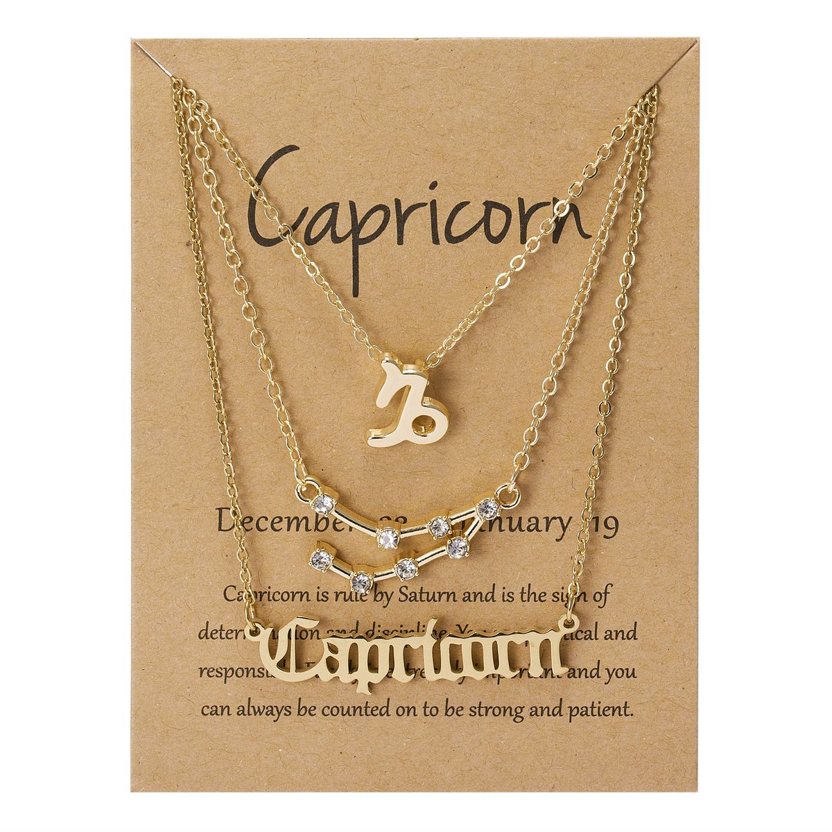 Twelve Constellations Symbol Star Sky Pendant Necklace Capricorn Gold