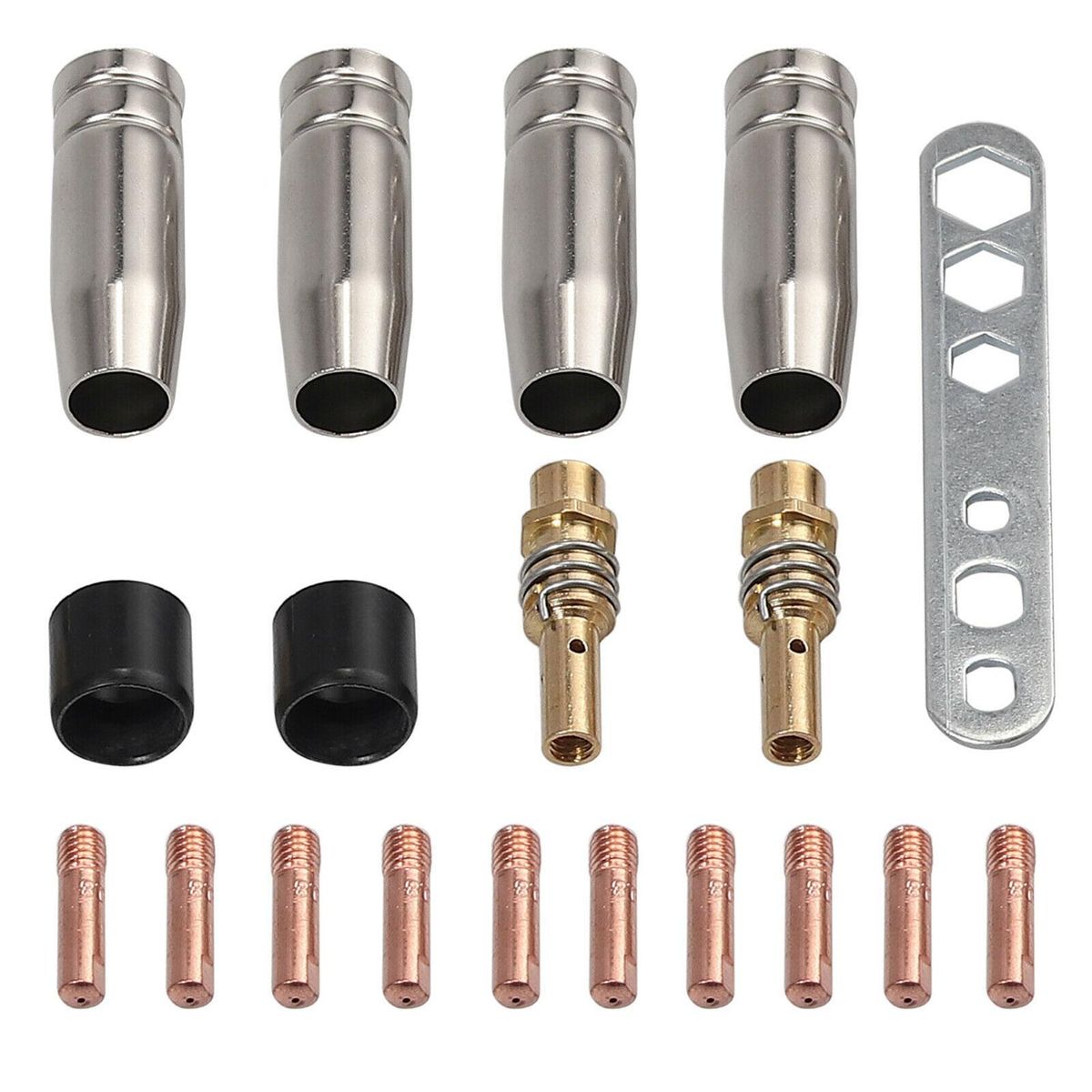 19Pcs MIG/MAG Welding Contact Tips 0.8mm M6 Gas Nozzle Tips Holder Replacement for Binzel 15AK Torch Welding