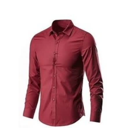 Men Plain Long Sleeve Shirt- Wine