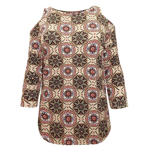 Paisley Print Cold Shoulder Top