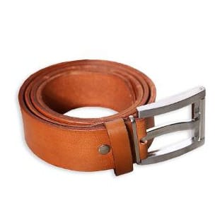 Leather Belt With Studs - Brown