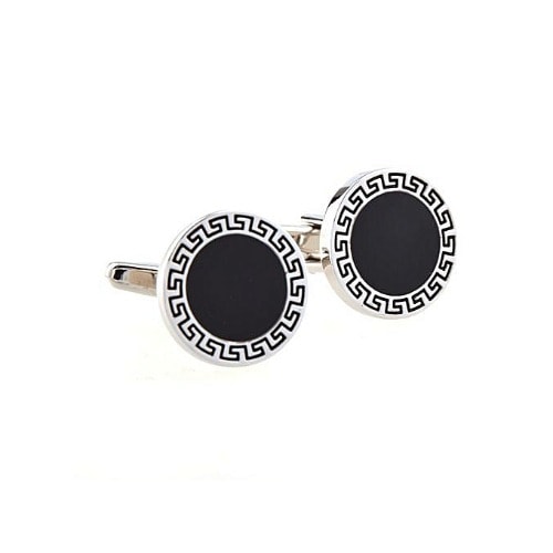 Men's Round Cufflinks - Black