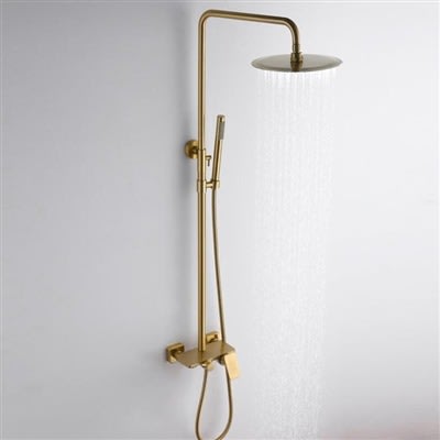 Wall Mounted Round Rainfall Shower System - Gold