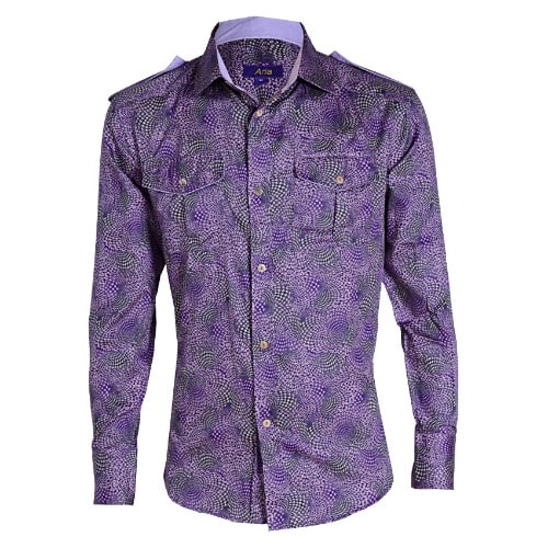 Men's Floral Print Shirt - Purple