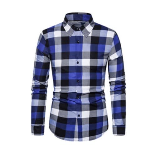 Men's Casual Slim Long Sleeved Shirt - Blue
