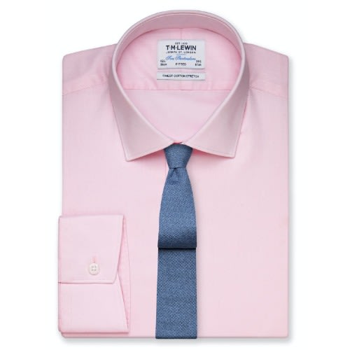 Stretch Cotton Fitted Pink Shirt - Button Cuff