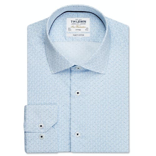 Constellation Print Fitted Single Cuff Shirt -  Sky Blue