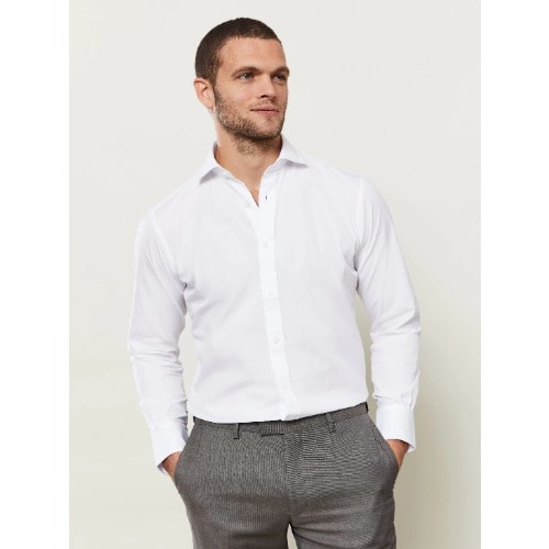 Slim Fit White Poplin Cutaway Collar Shirt