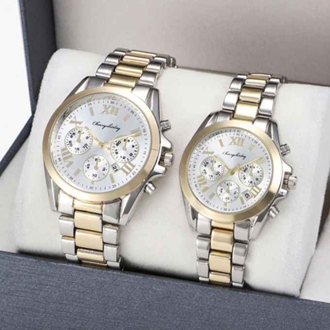 2 Pieces Of Couple Wrist Watch-Interval Gold
