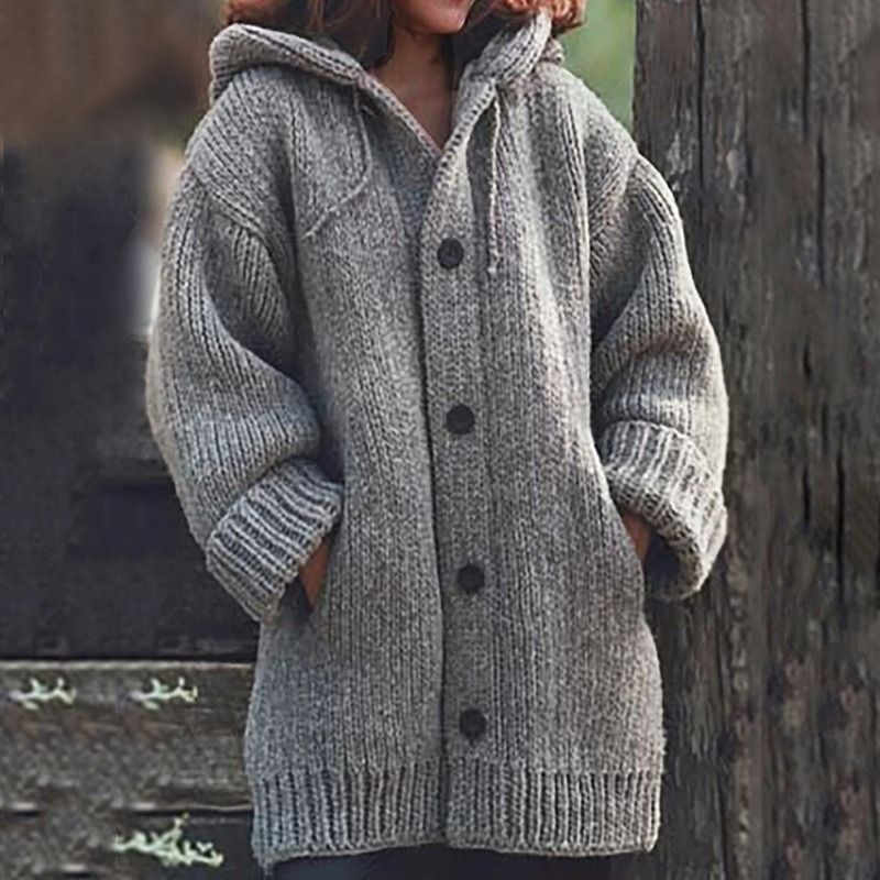 Mid-length Hoodies Women Plus Size Pure Color Fashion Sweater Thick Winter