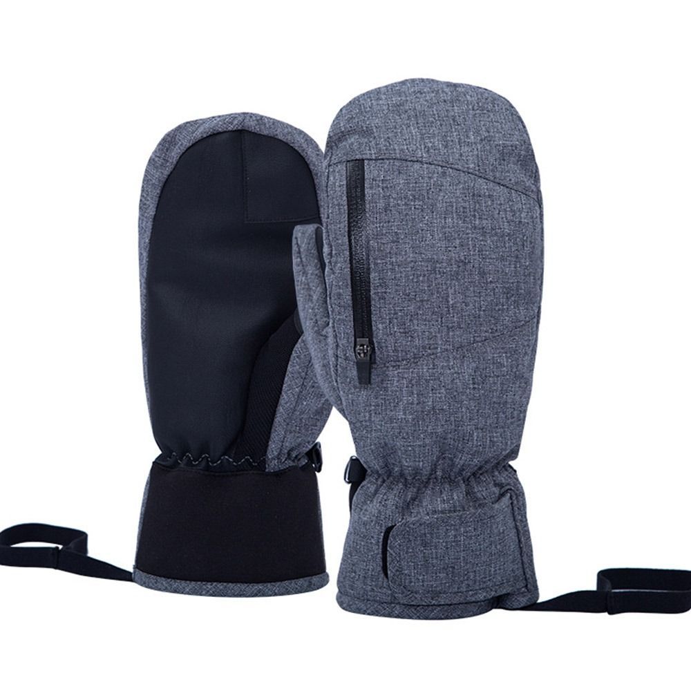 (Adult-3-Grey)1Pair Non-slip Windproof Waterproof Fashion Thicken Gloves Men WOmen Outdoor Ski GRE