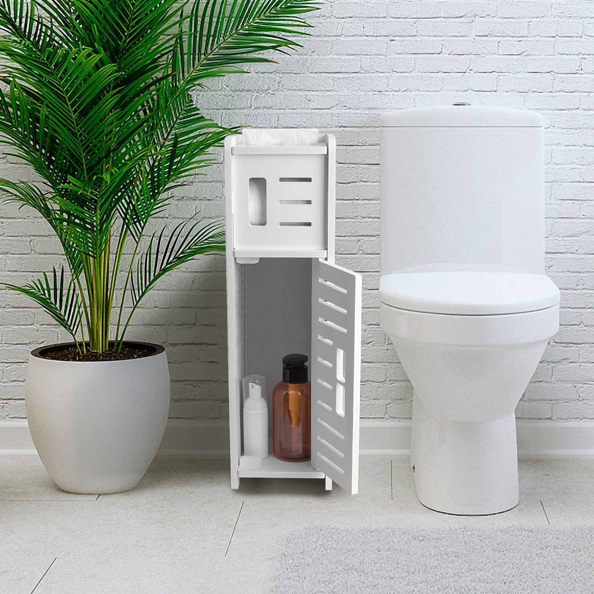 Small Toilet Paper Holder Stand, Bathroom Storage Cabinet For Small Space - AJ49