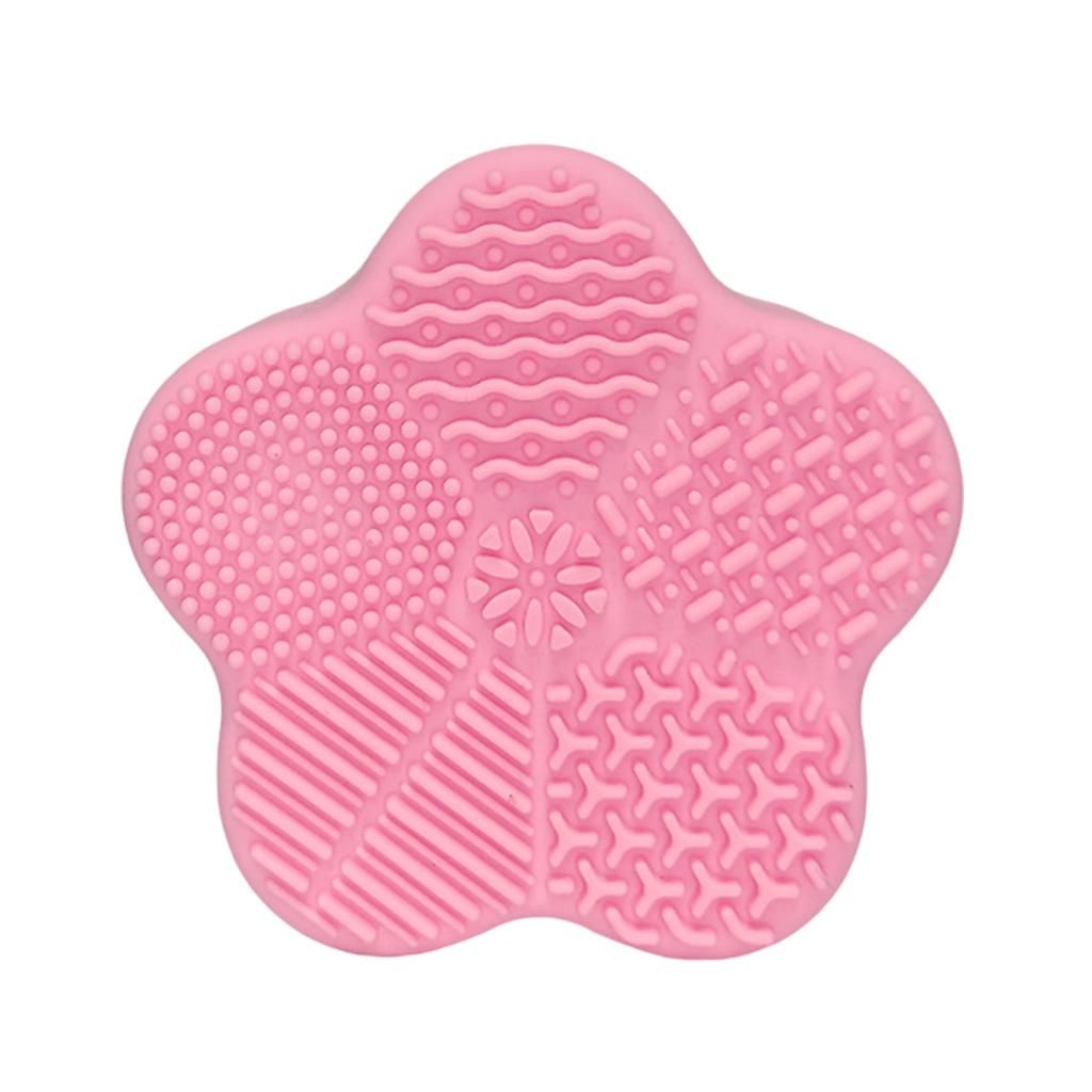 Portable Make Up Brush Cleaning Mat And Scrubber And Foam Sponge Red
