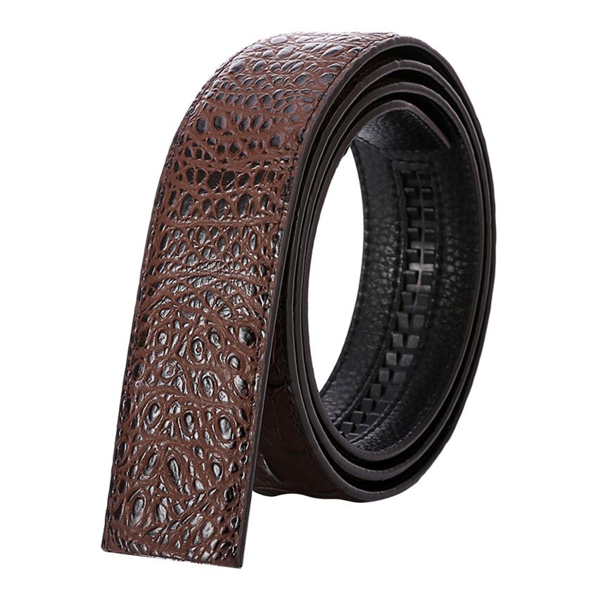 120cm Men Leather Ratchet Belt Waistband Strap For Automatic Buckle