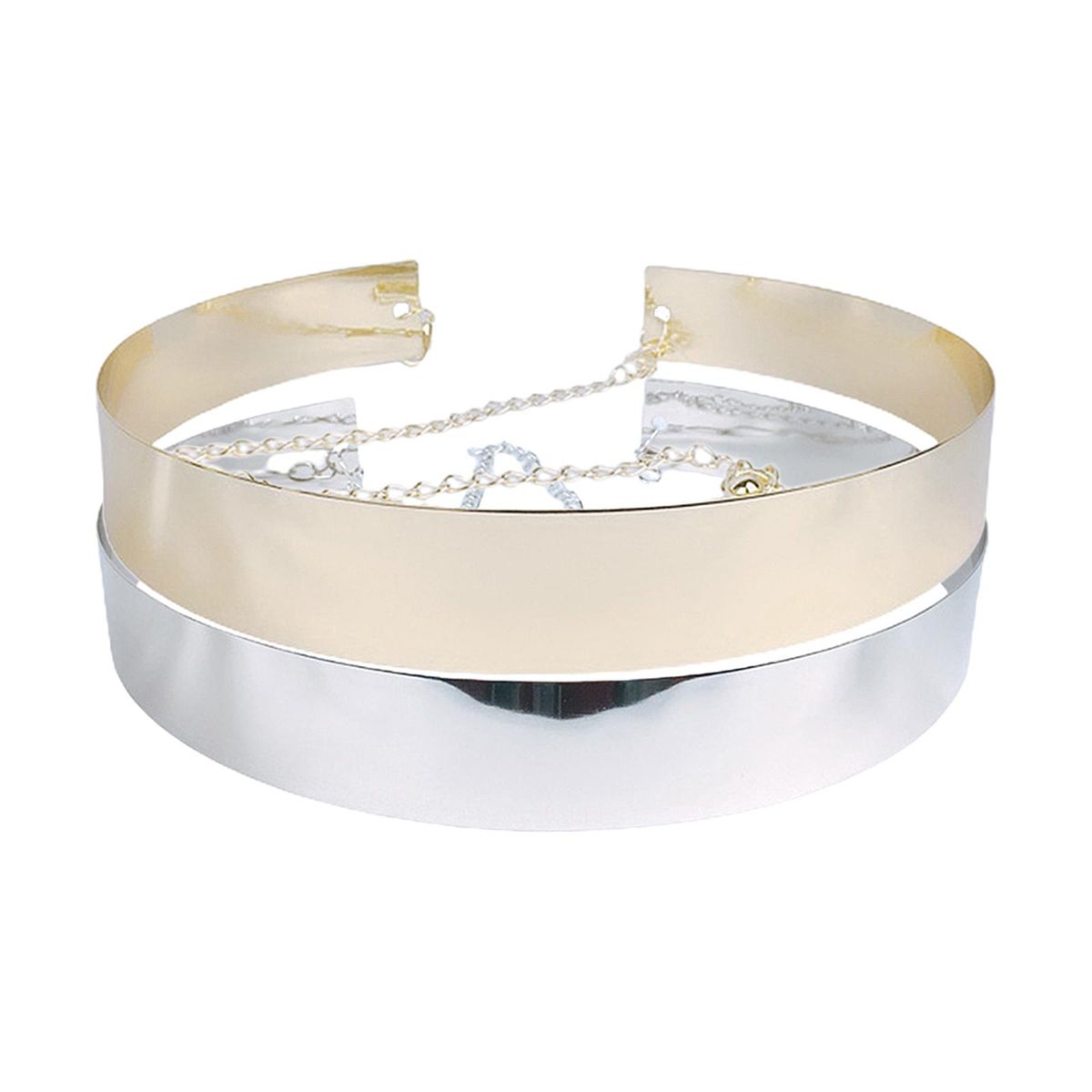 2Pcs Lady Metal Waist Belt Waistband Mirror 3.5cm Wide Plate Chic Belt