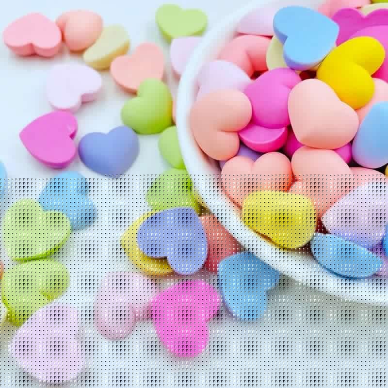 20 Pcs Cute Cartoon Mini Heart-Shaped Flat Back Resin Cabochons Scrapbooking DIY Jewelry Craft Decoration Accessories D89