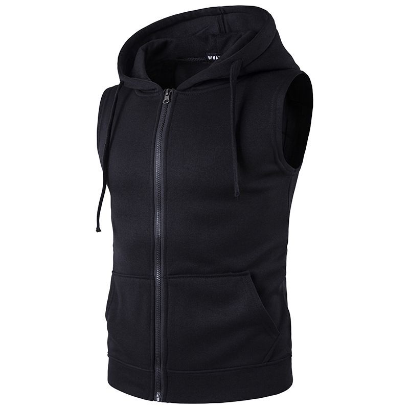 Mens Fashion  Polyester Hoodies Vest Casual Zipper Sleeveless Tank Tops