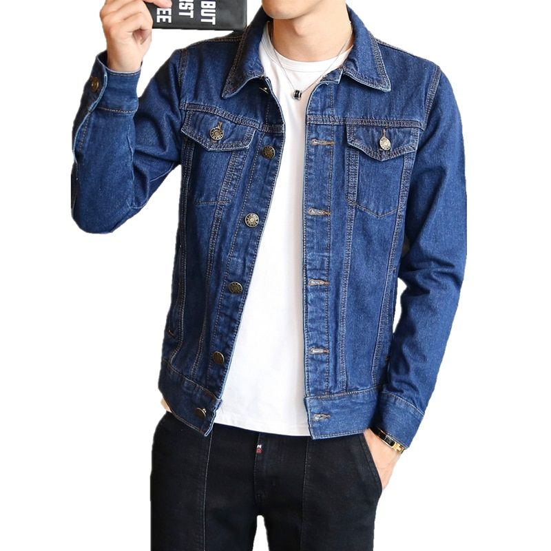 Hot Fashion Mens Denim Jackets Slim Fit Mens Jeans Jacket Cotton Outwear Coat Long Sleeve Hole Male Clothing Size M-4XL