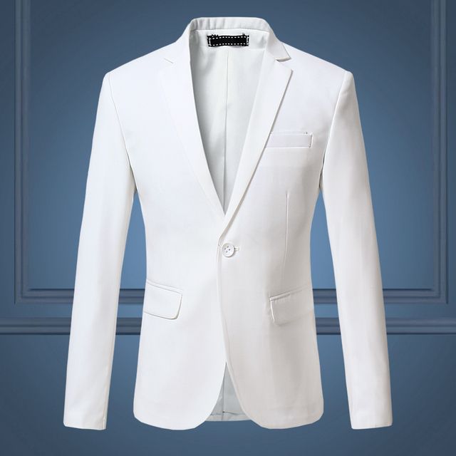 Gentleman Men Slim Casual White Suit