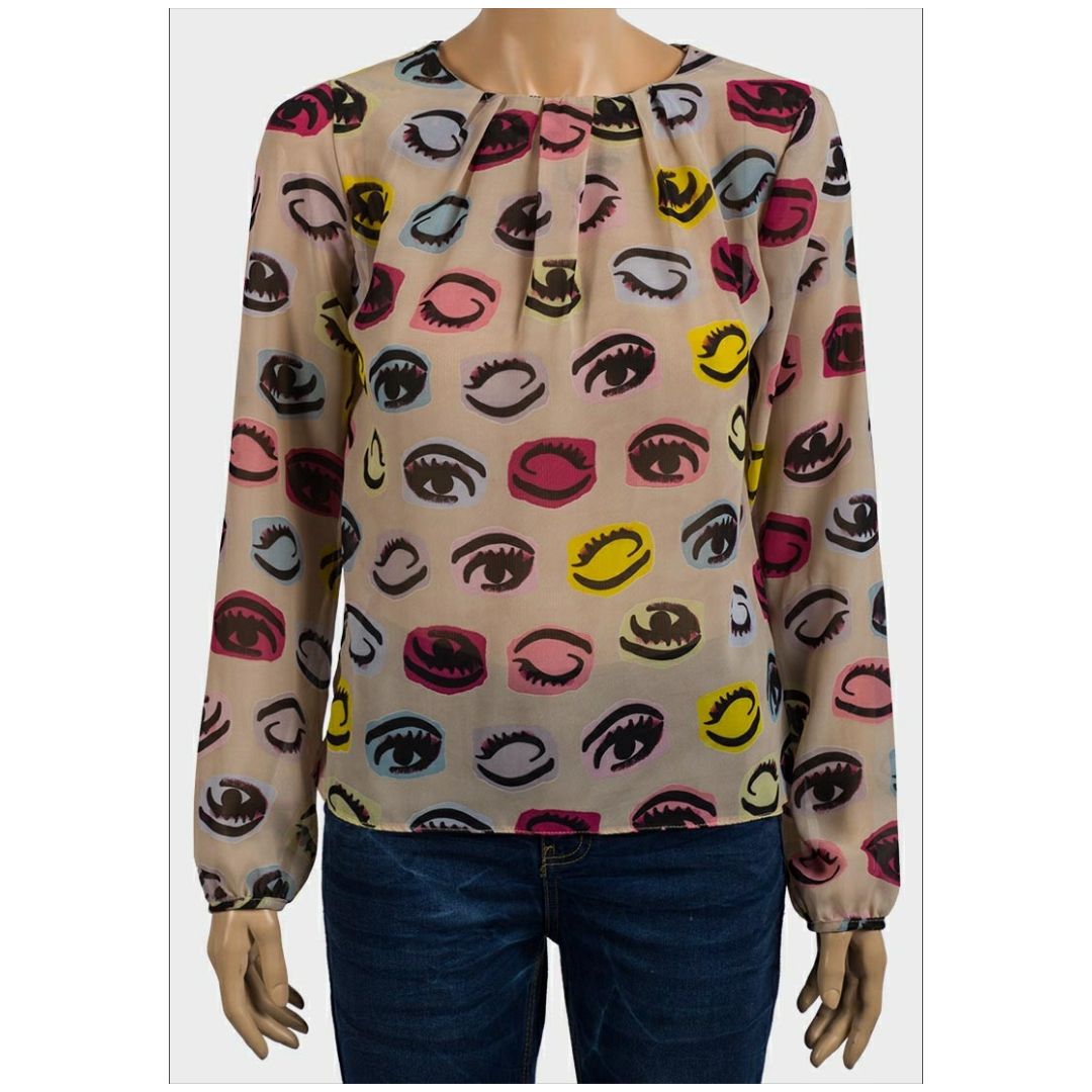 Mfed Ladies Eye Print Chiffon Blouse