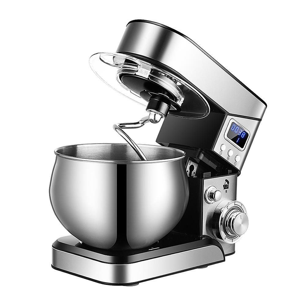 Cook Machine Household Mini Dough Mixer 6 Speed Super Large Digital Display LCD 5L Stainless Steel Bowl Noise Small Automatic Kneading Mixer Electric Egg Beater