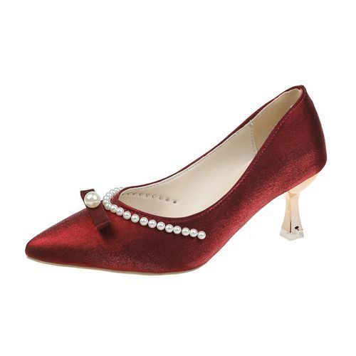 Ladies Classic Simple Pointed Sexy High Heels-Red