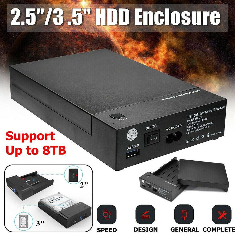 4TB 2.5/3.5 Inch SATA USB 3.0 External Hard Drive Enclosure Caddy Case HDD 4TB