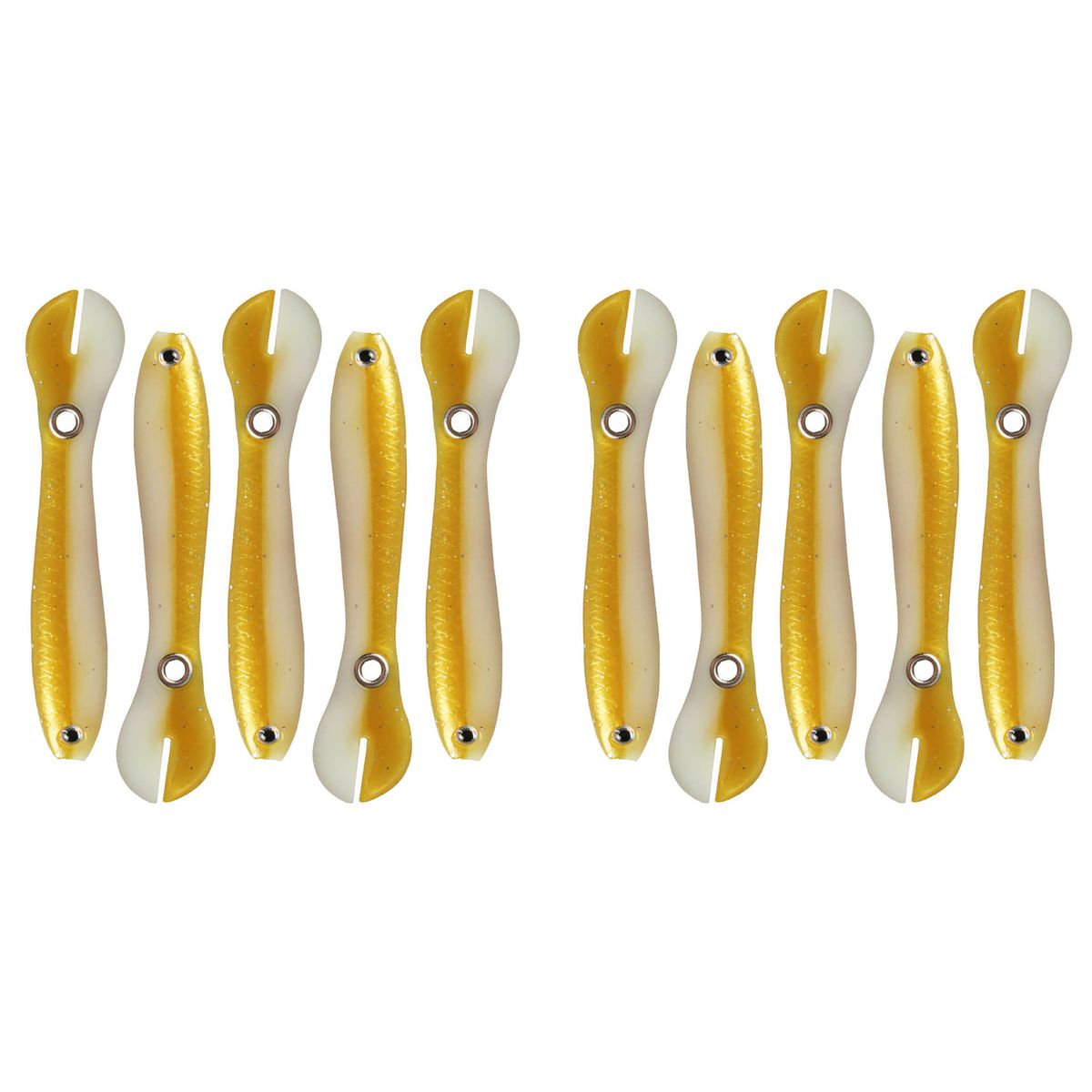 10Pcs?10cm/6g?Loach Shape?3D Fish-Gold & White